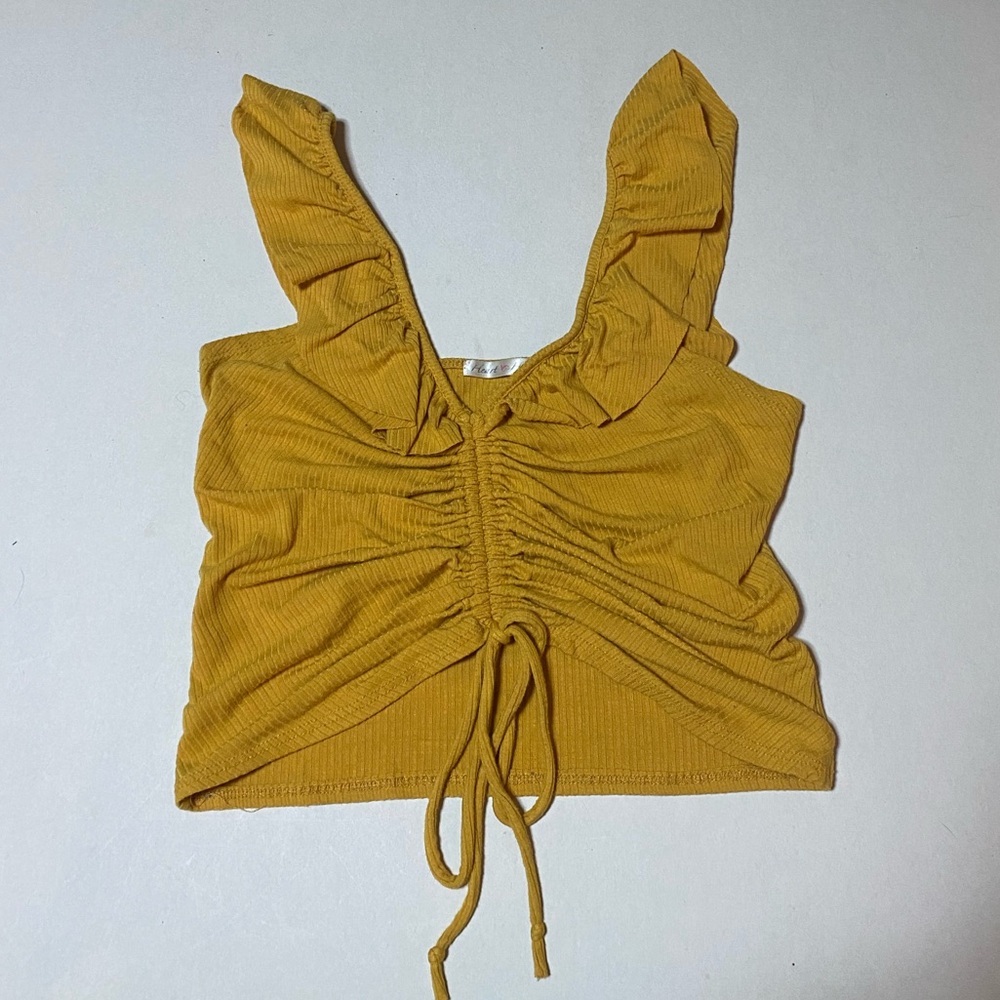 Heart Hips Mustard Ruched Crop Top